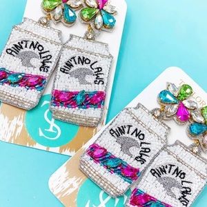 White Claw Beaded Earrings